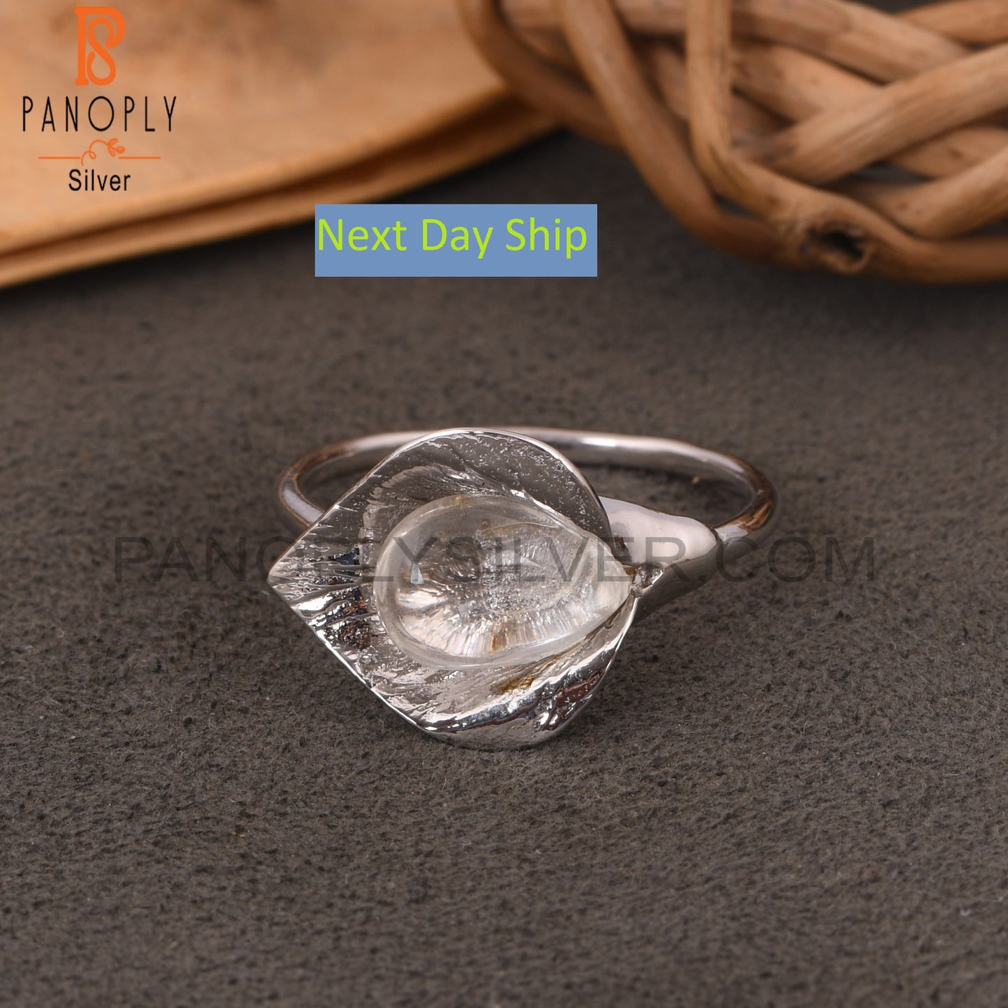 Crystal Quartz 925 Silver Floral Women Ring For Wedding