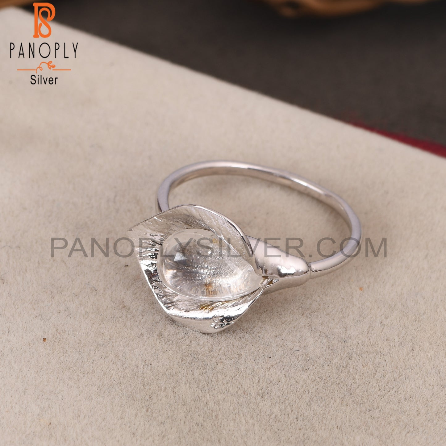Crystal Quartz 925 Silver Floral Women Ring For Wedding