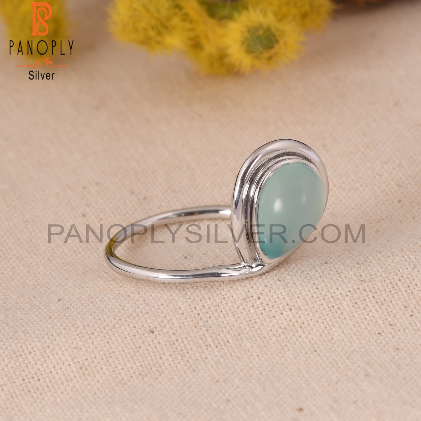 Designer 925 Sterling Silver Aqua Chalcedony Girls Ring