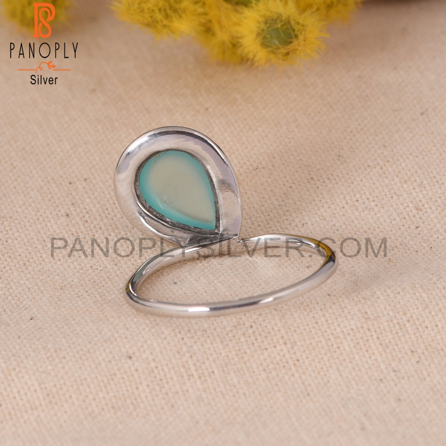 Designer 925 Sterling Silver Aqua Chalcedony Girls Ring
