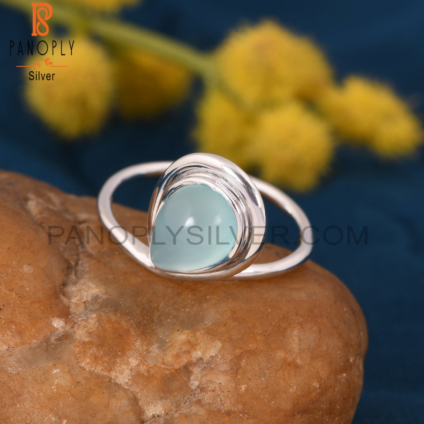 Designer 925 Sterling Silver Aqua Chalcedony Girls Ring