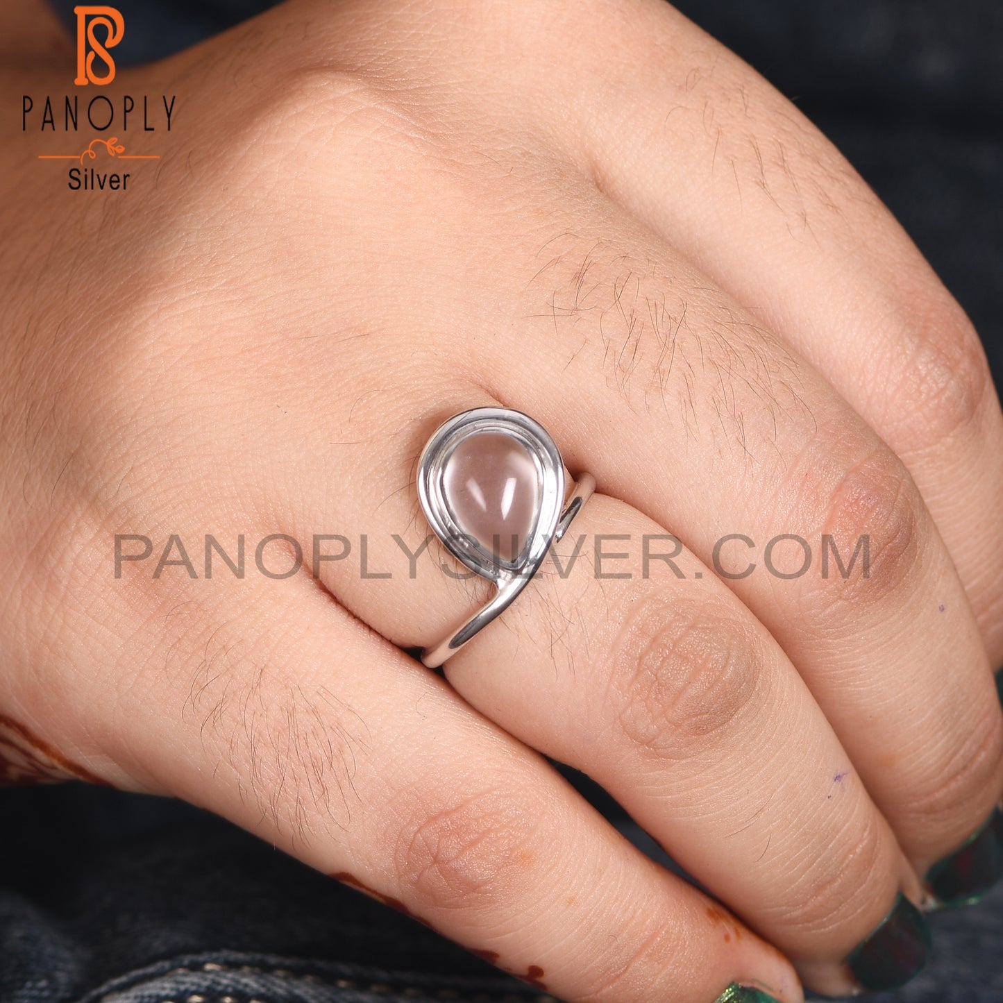 Crystal Quartz 925 Sterling Silver Gemstone Girls Rings