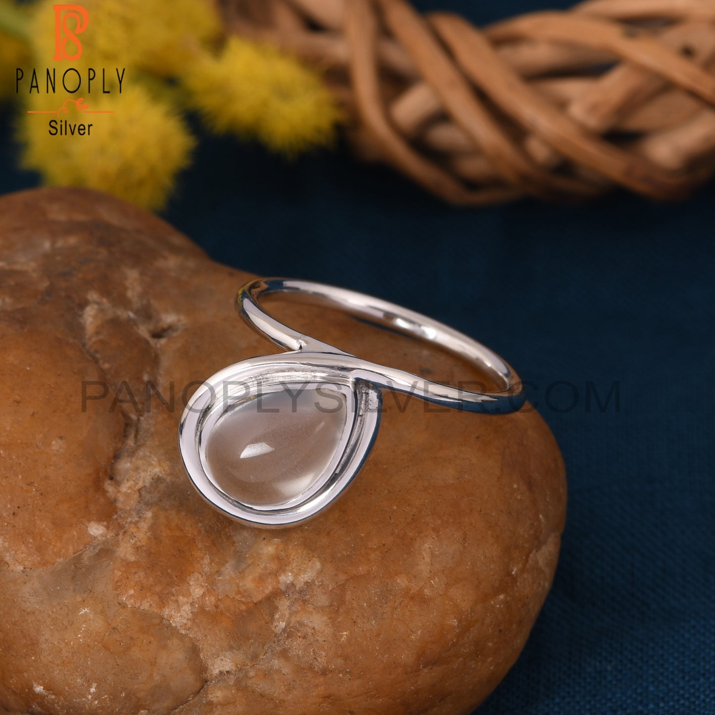 Crystal Quartz 925 Sterling Silver Gemstone Girls Rings