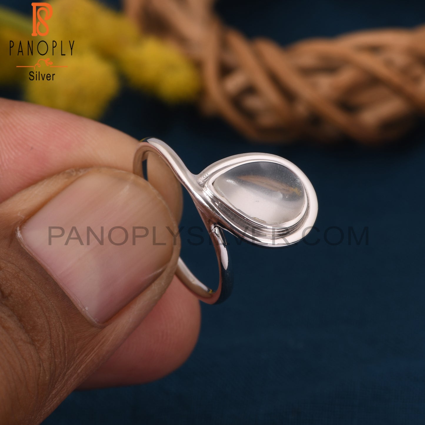 Crystal Quartz 925 Sterling Silver Gemstone Girls Rings