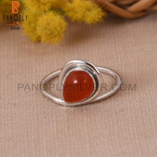 Red Onyx Gemstone 925 Sterling Silver Pear Ring