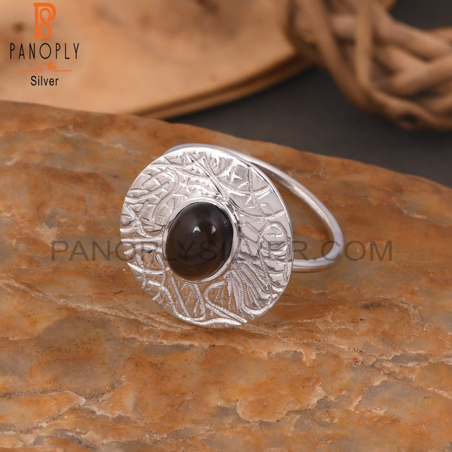 925 Sterling Silver Smoky Quartz Cocktail Ring For Womens