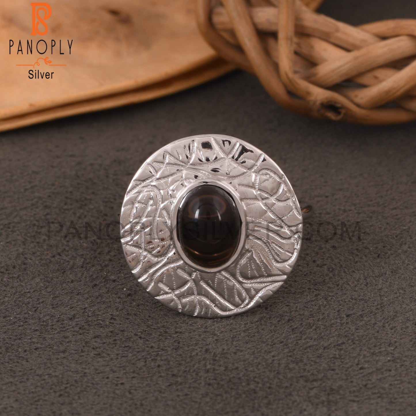 925 Sterling Silver Smoky Quartz Cocktail Ring For Womens