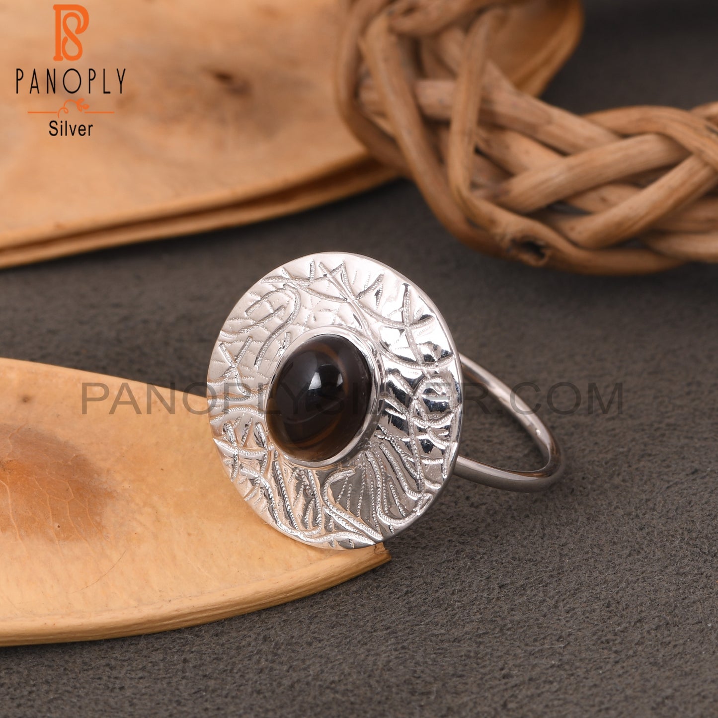 925 Sterling Silver Smoky Quartz Cocktail Ring For Womens