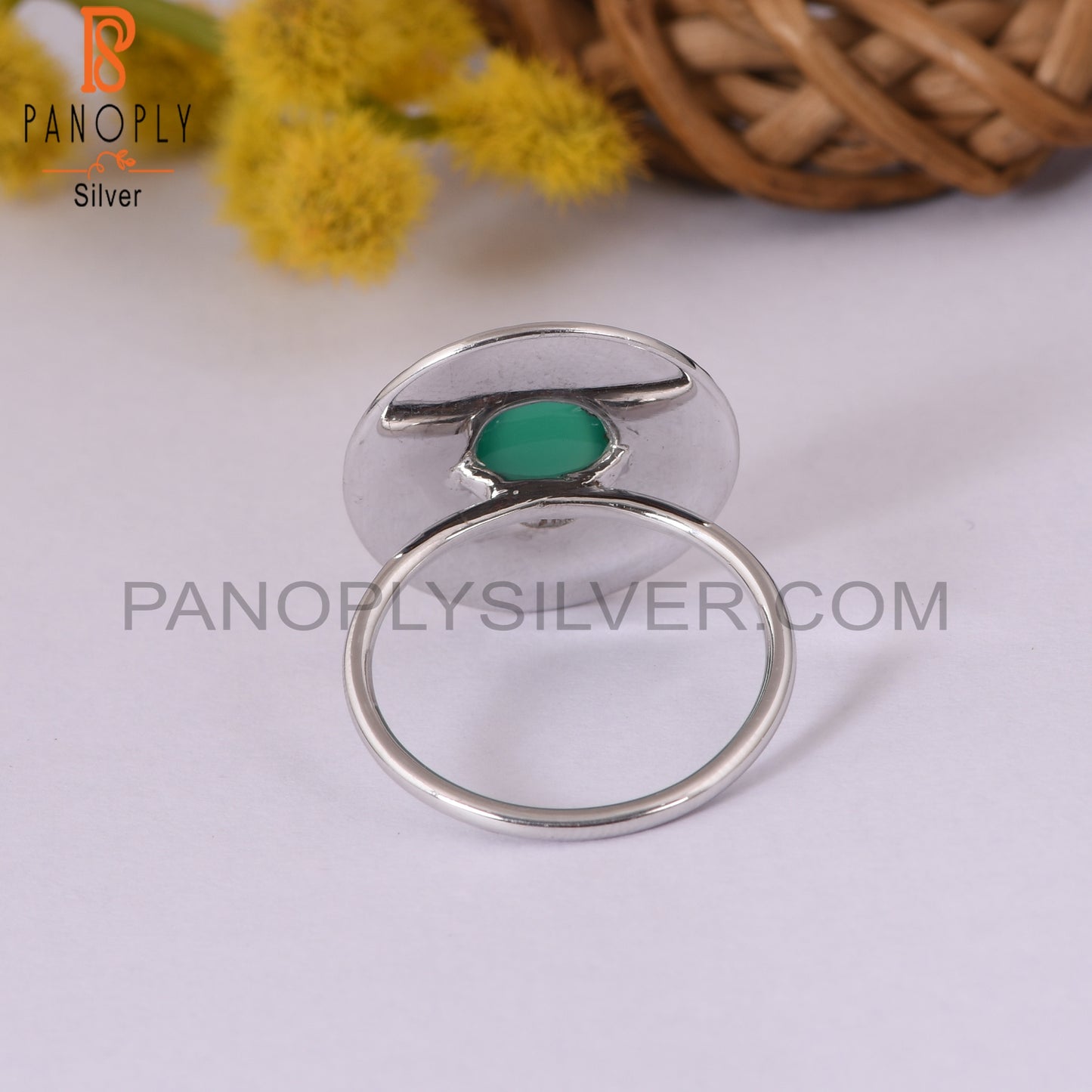 Green Onyx Gemstone 925 Silver Handmade Cocktail Ring