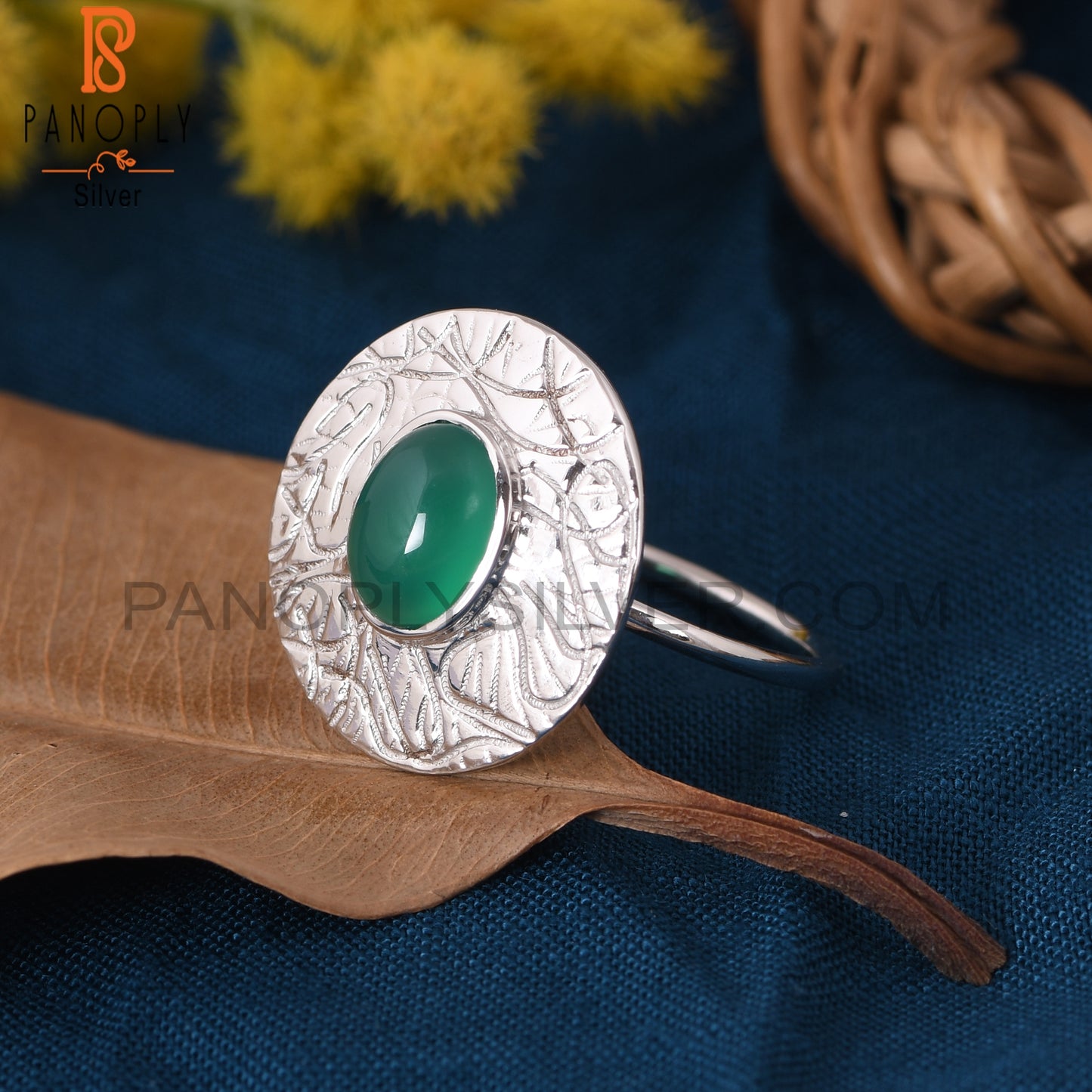 Green Onyx Gemstone 925 Silver Handmade Cocktail Ring