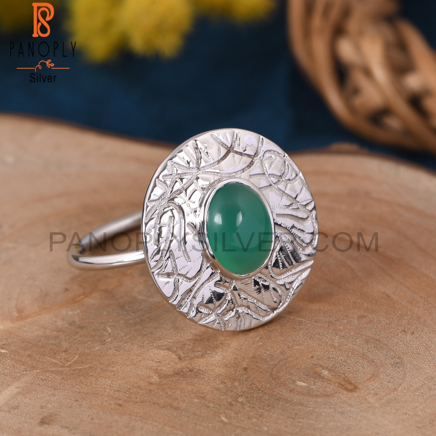 Green Onyx Gemstone 925 Silver Handmade Cocktail Ring