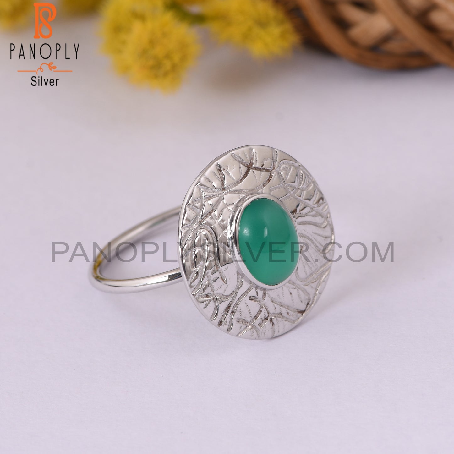 Green Onyx Gemstone 925 Silver Handmade Cocktail Ring