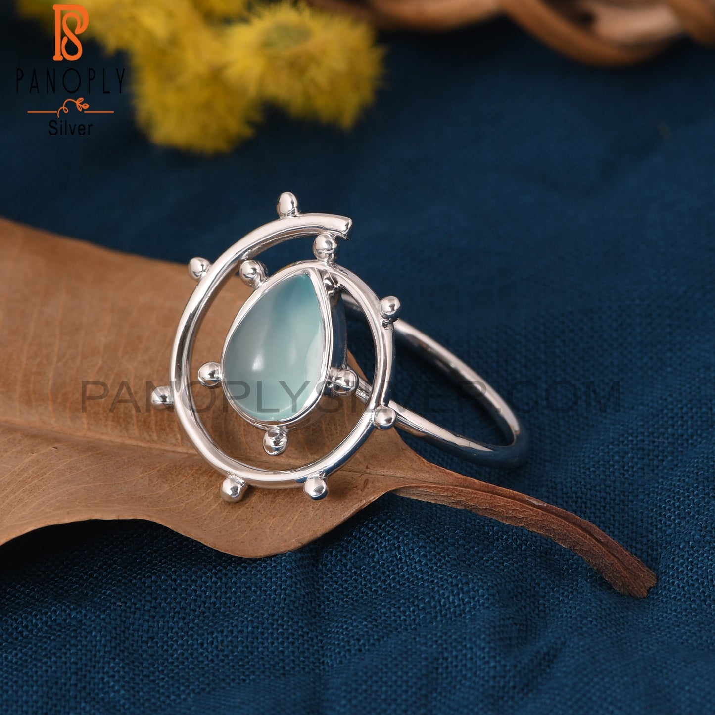 Blue Chalcedony 925 Sterling Silver Cocktail rings