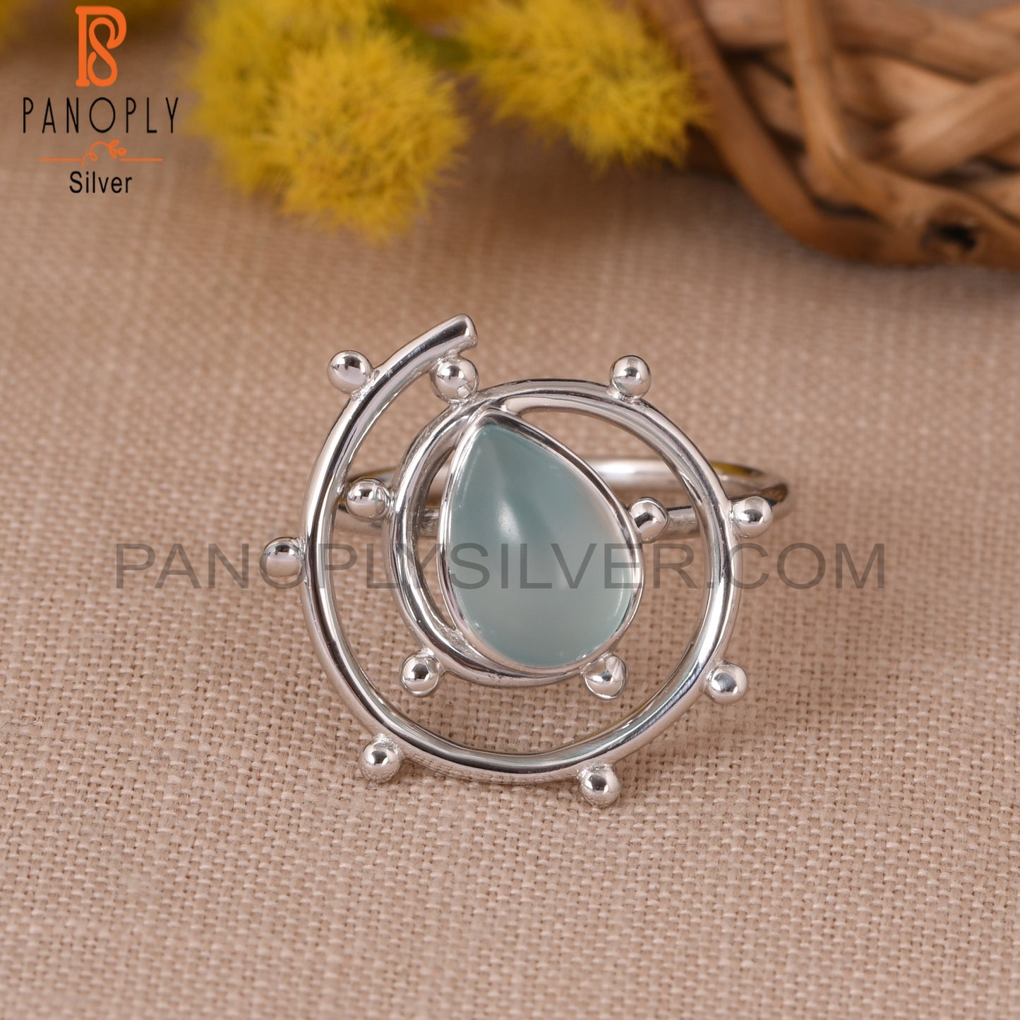 Blue Chalcedony 925 Sterling Silver Cocktail rings