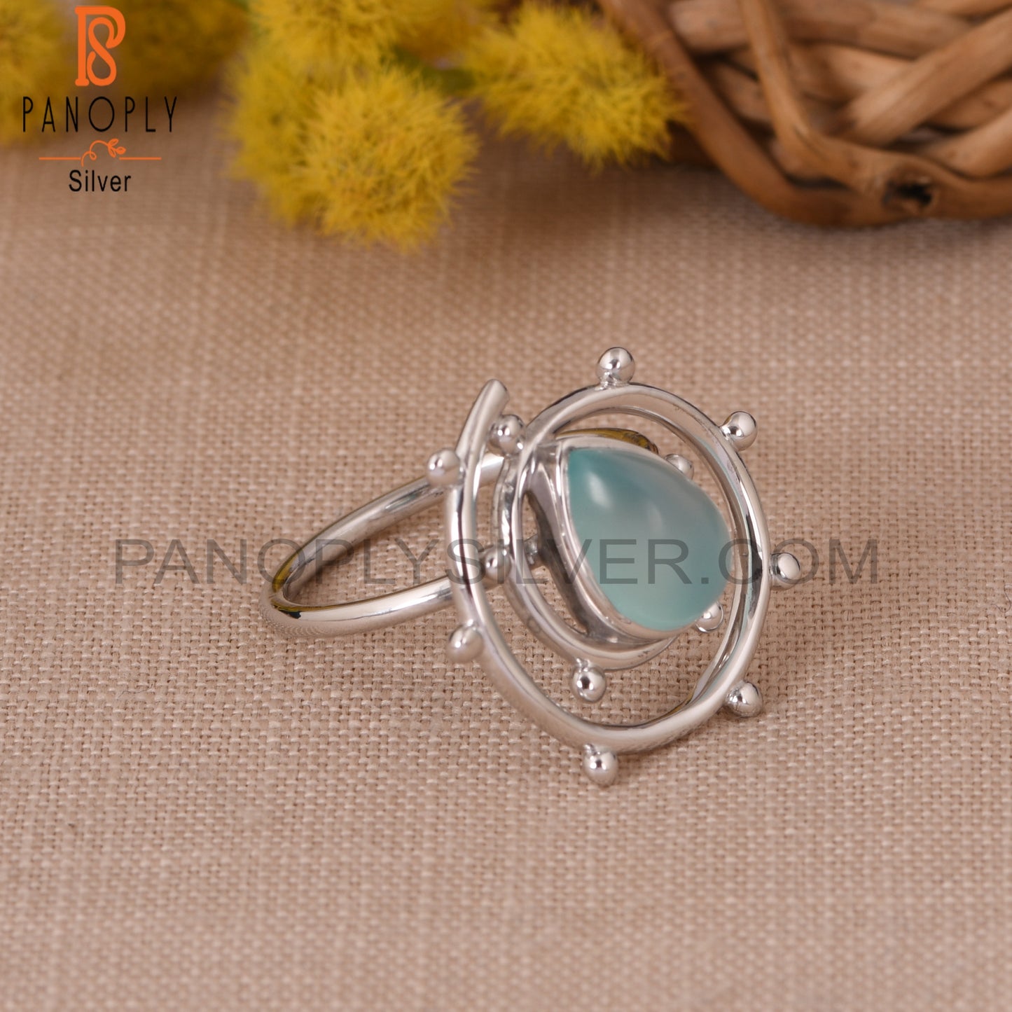 Blue Chalcedony 925 Sterling Silver Cocktail rings