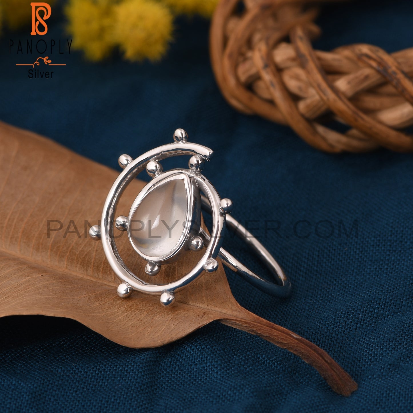 Crystal Quartz 925 Sterling Silver Cyclone Ring