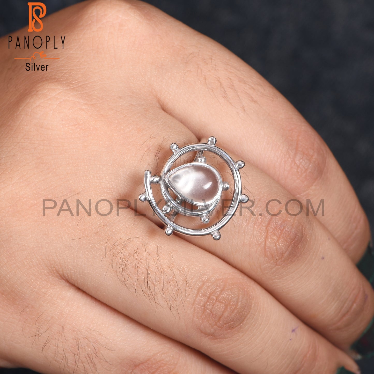Crystal Quartz 925 Sterling Silver Cyclone Ring