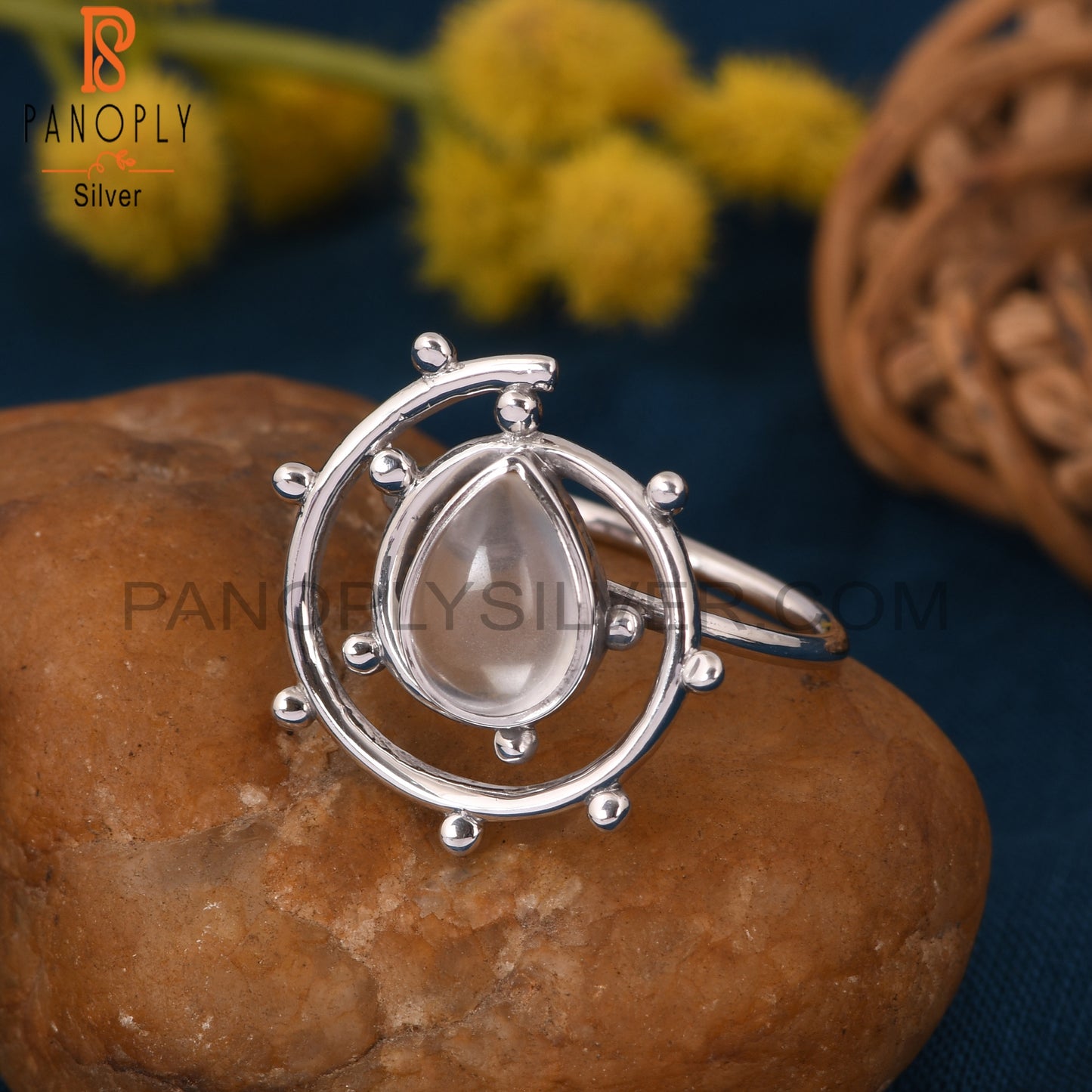 Crystal Quartz 925 Sterling Silver Cyclone Ring