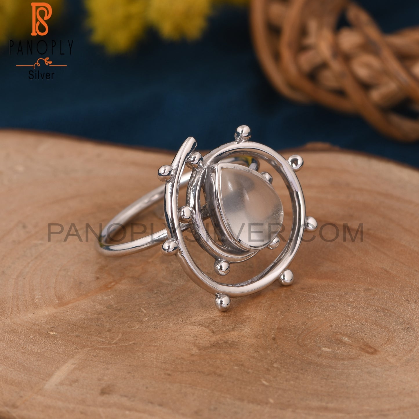 Crystal Quartz 925 Sterling Silver Cyclone Ring