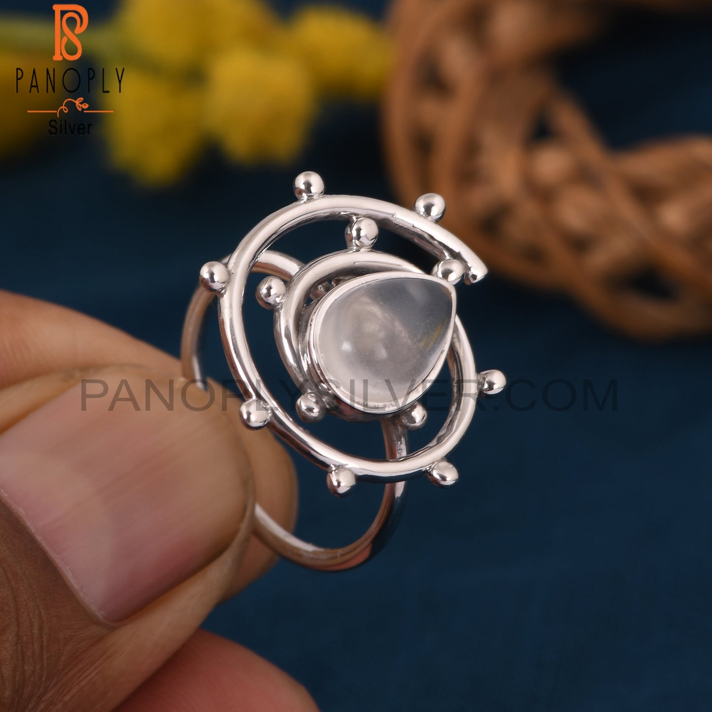 Crystal Quartz 925 Sterling Silver Cyclone Ring