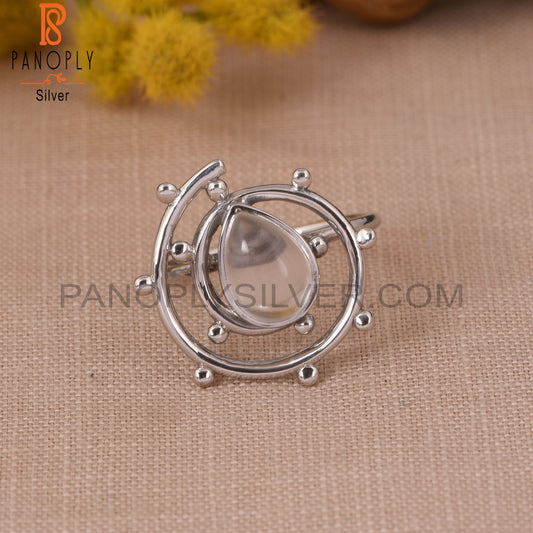 Crystal Quartz 925 Sterling Silver Cyclone Ring