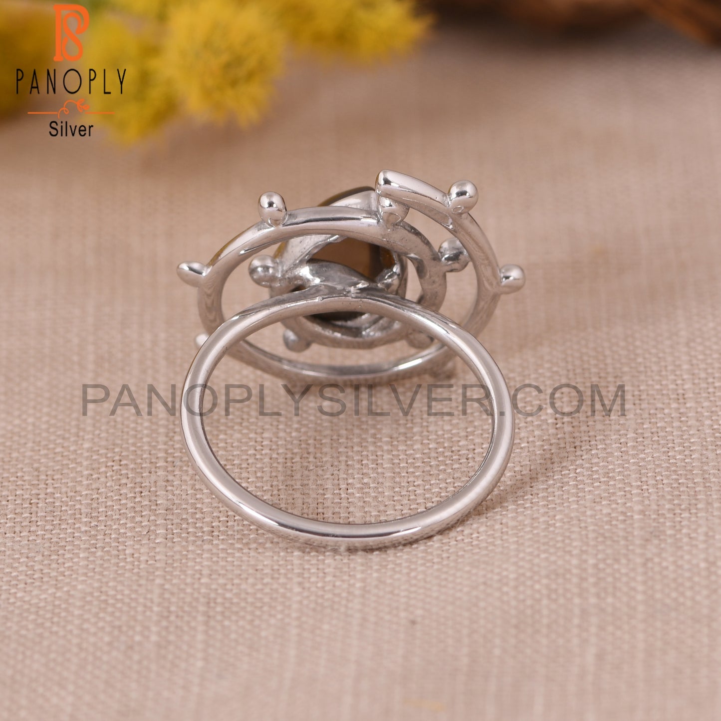 Smoky Quartz Gem 925 Sterling Silver Pear Cocktail Ring