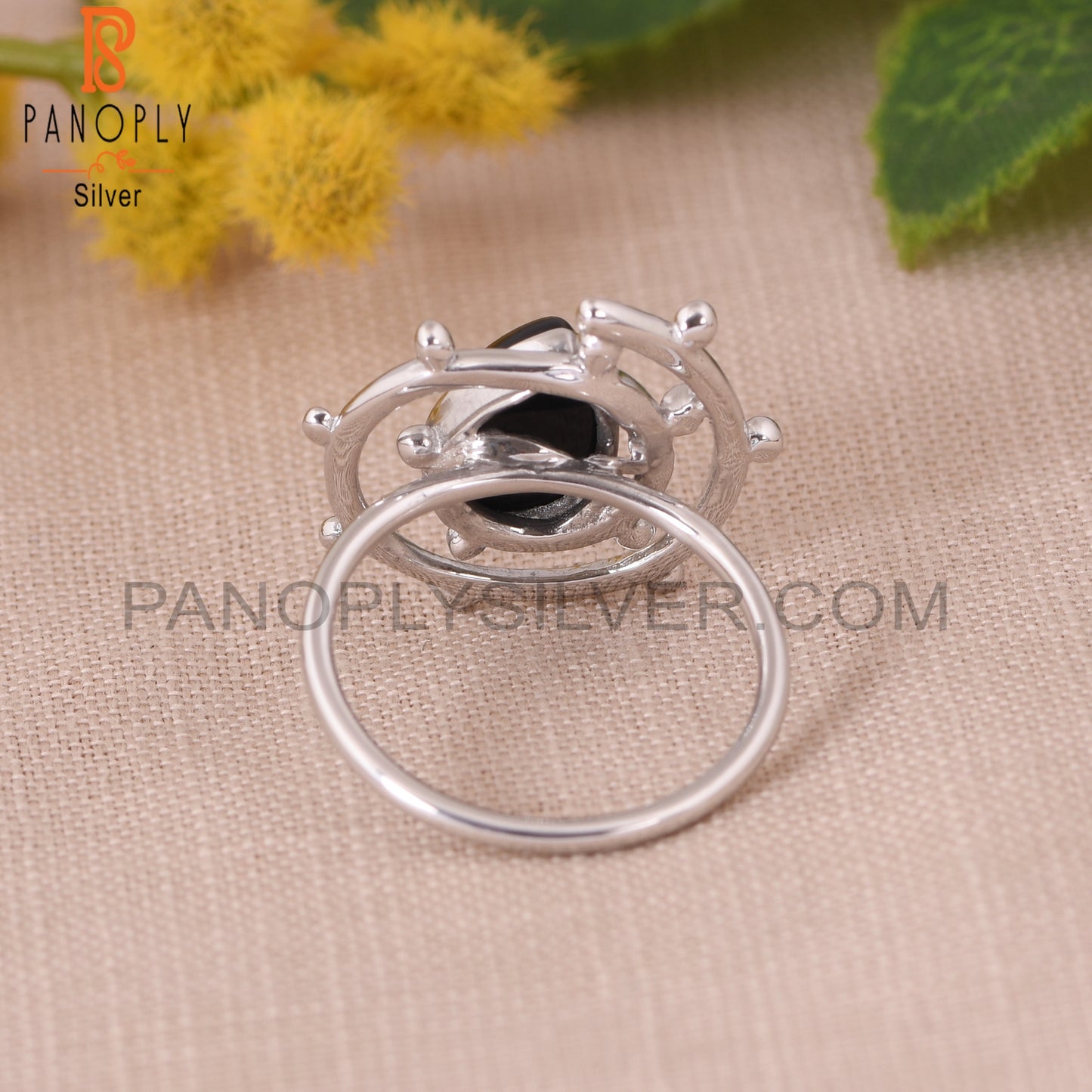 Black Onyx 925 Silver Cocktail Comfort Fit Rings