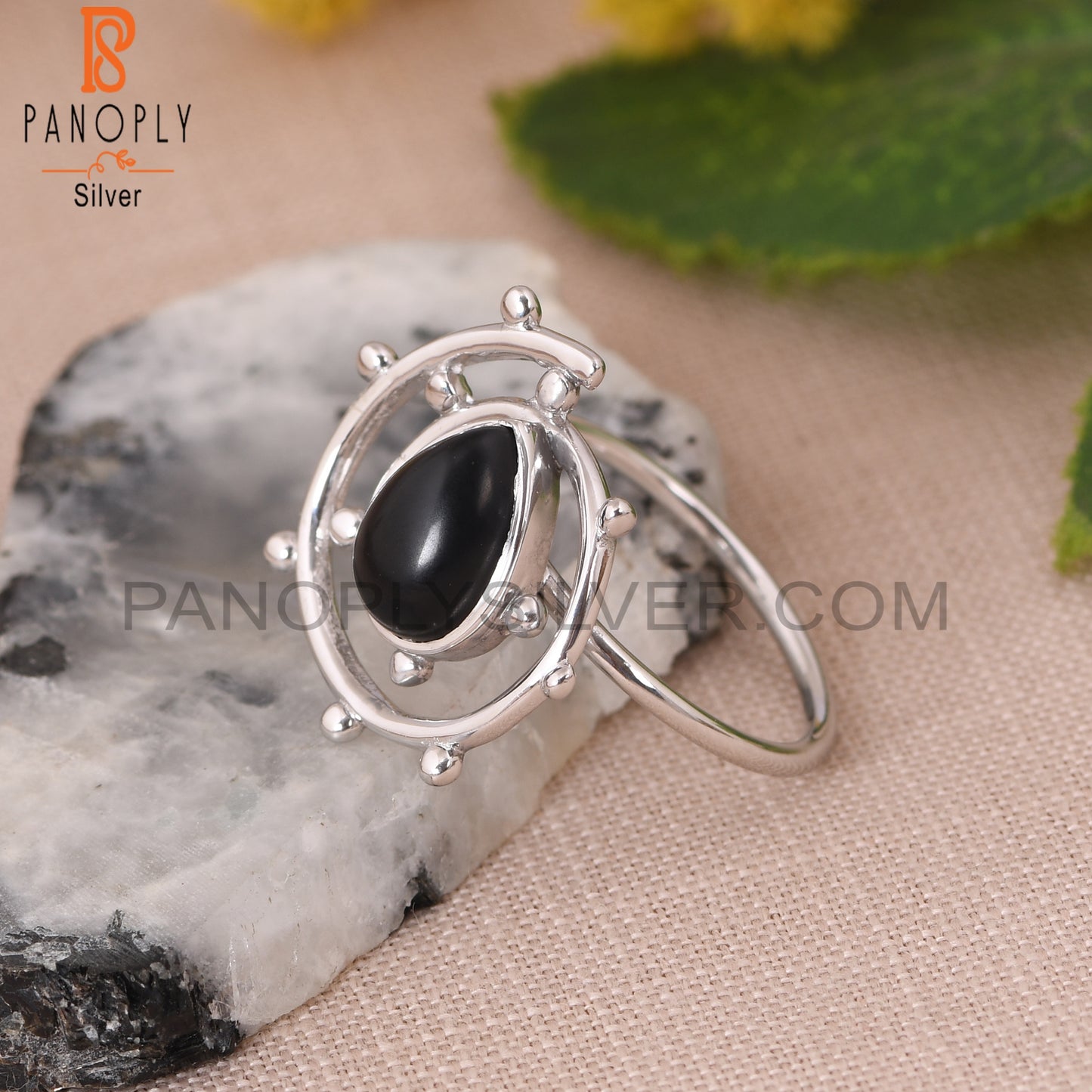 Black Onyx 925 Silver Cocktail Comfort Fit Rings