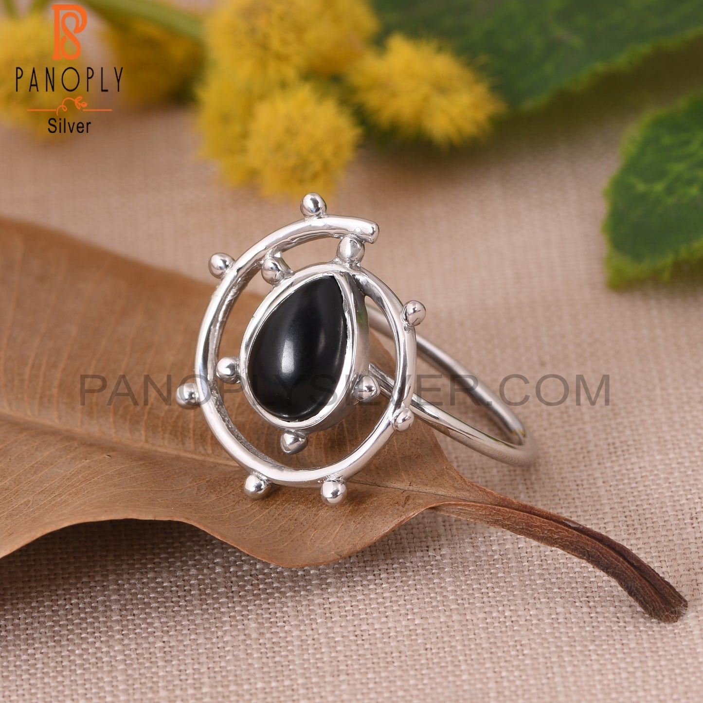 Black Onyx 925 Silver Cocktail Comfort Fit Rings