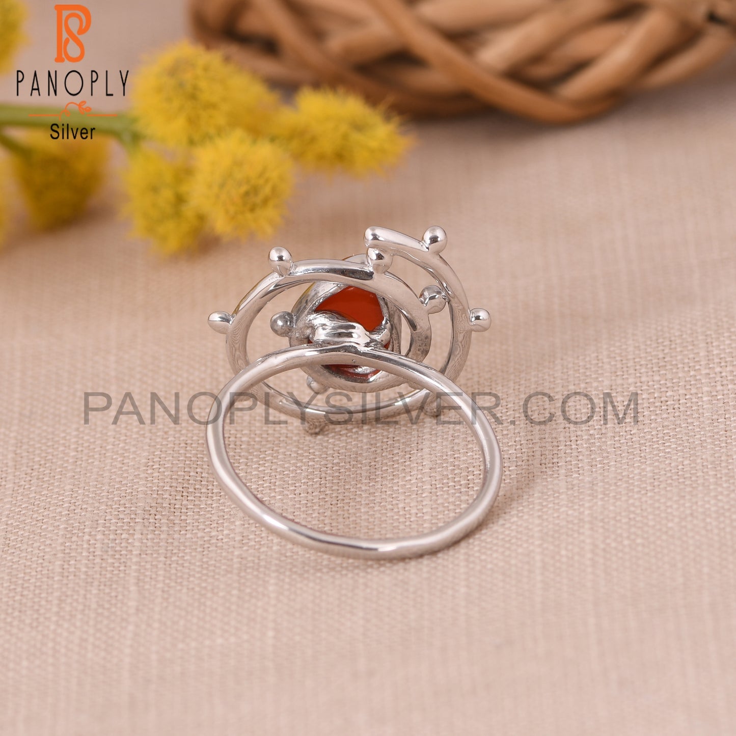 Red Onyx Gemstone 925 Stamp Hurricane Ring