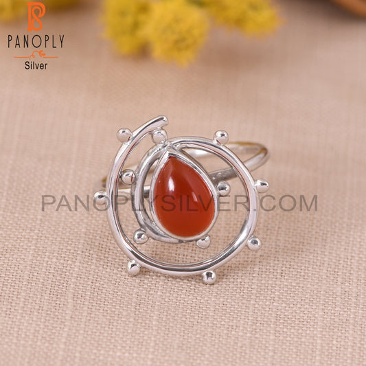 Red Onyx Gemstone 925 Stamp Hurricane Ring