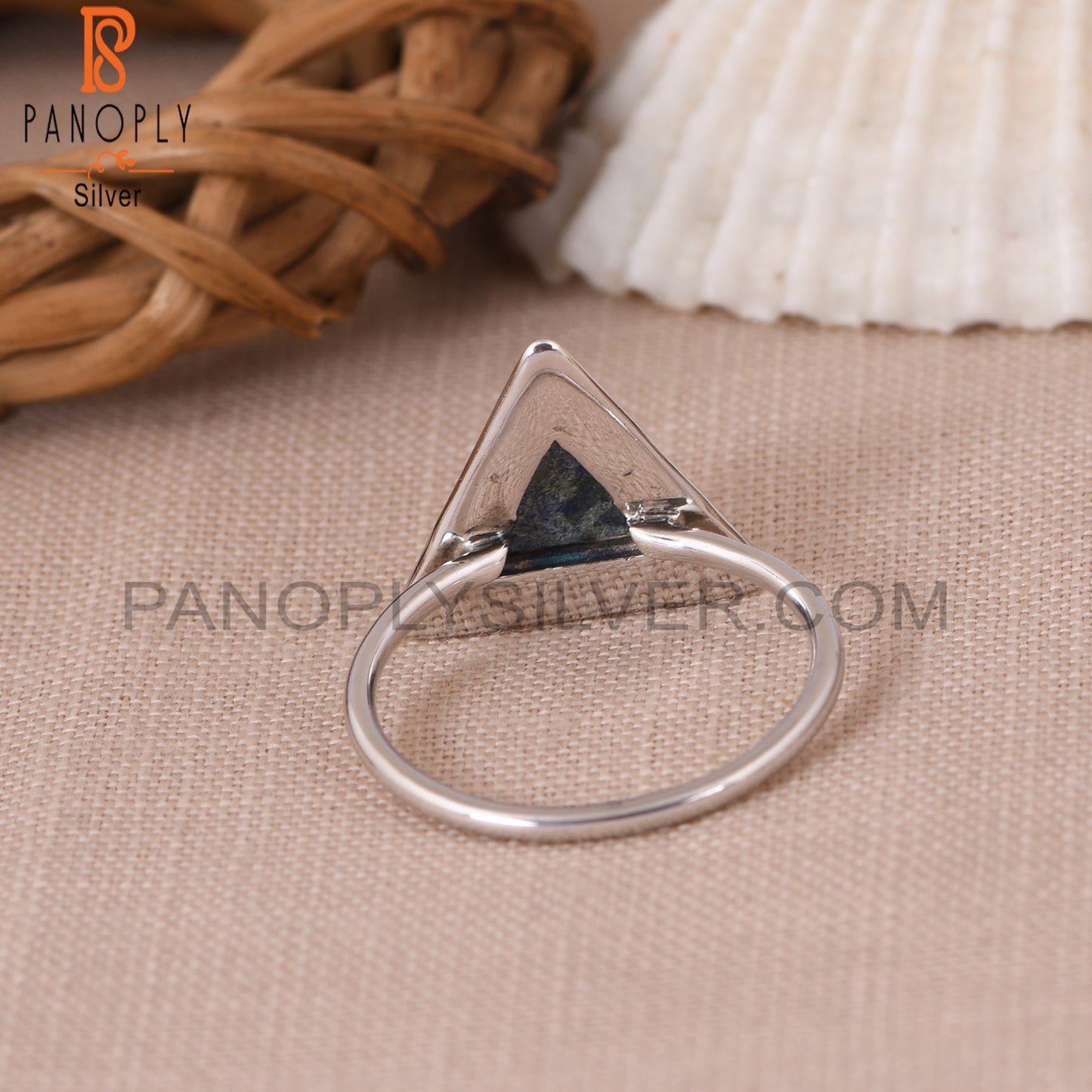 Lapis Lazuli Gemstone Pyramid 925 Silver Blue Ring