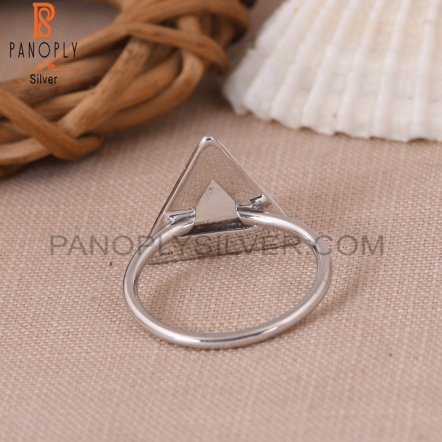 Rainbow Moonstone 925 Sterling Silver Pyramid Ring