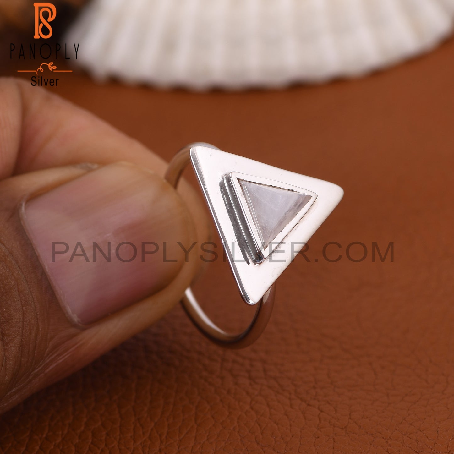 Rainbow Moonstone 925 Sterling Silver Pyramid Ring