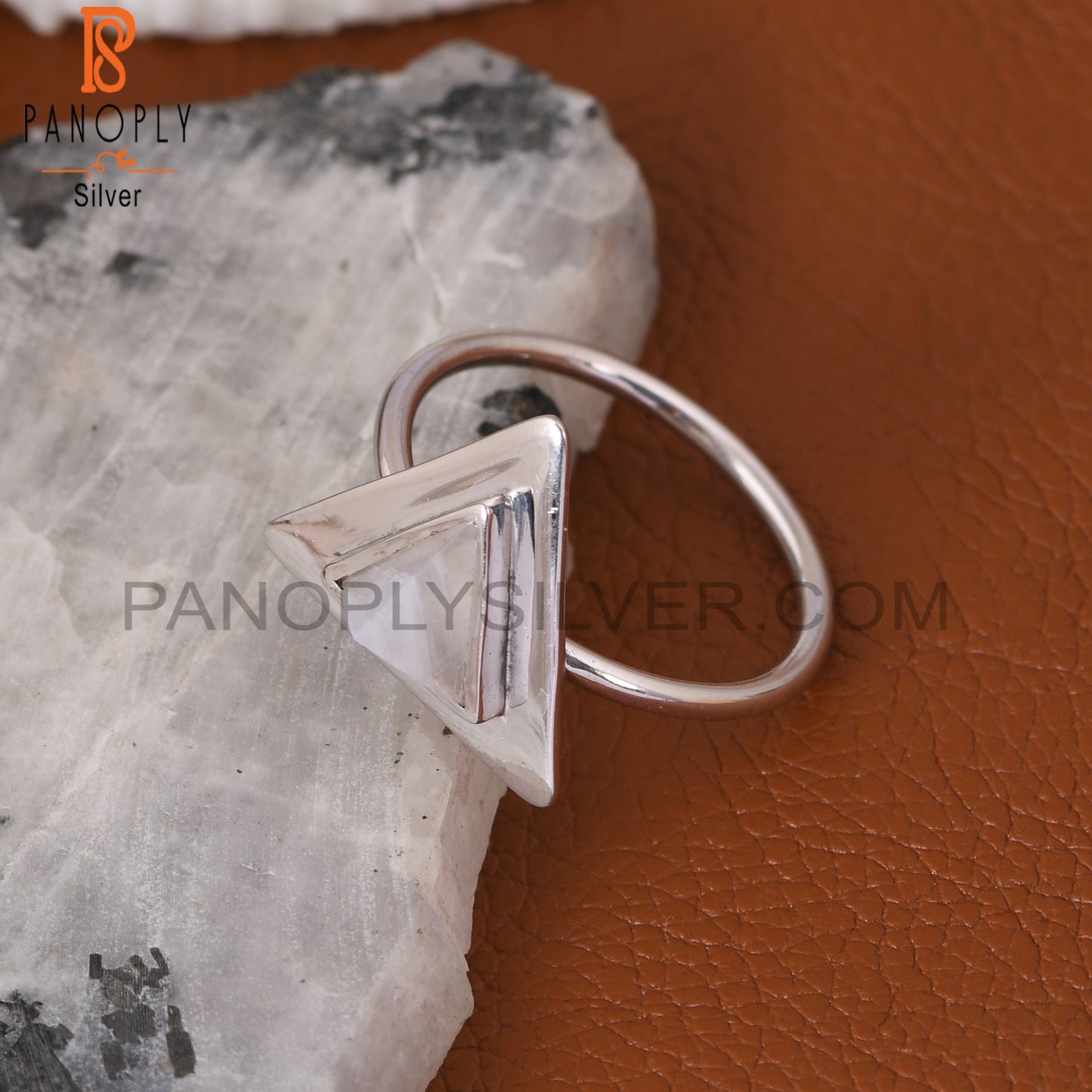 Rainbow Moonstone 925 Sterling Silver Pyramid Ring