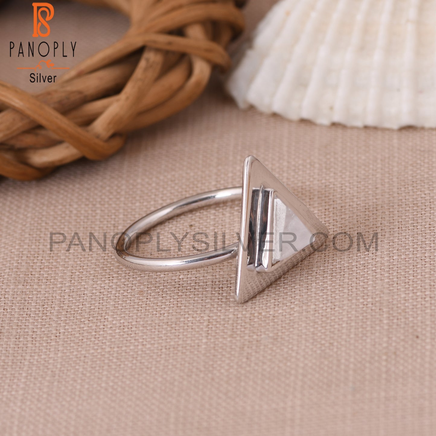 Rainbow Moonstone 925 Sterling Silver Pyramid Ring