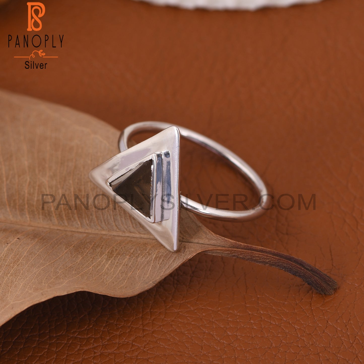 Triangle Shape 925 Silver Smoky Quartz Ring