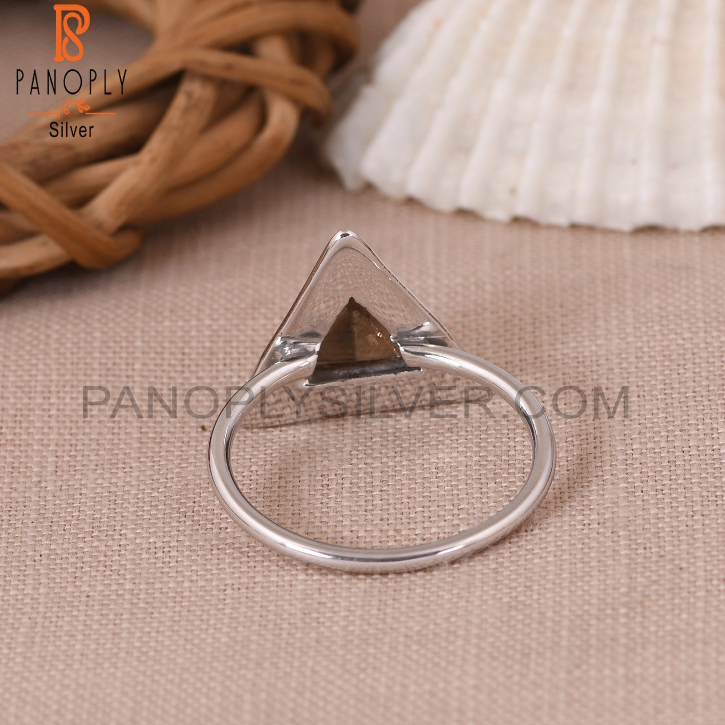 Triangle Shape 925 Silver Smoky Quartz Ring