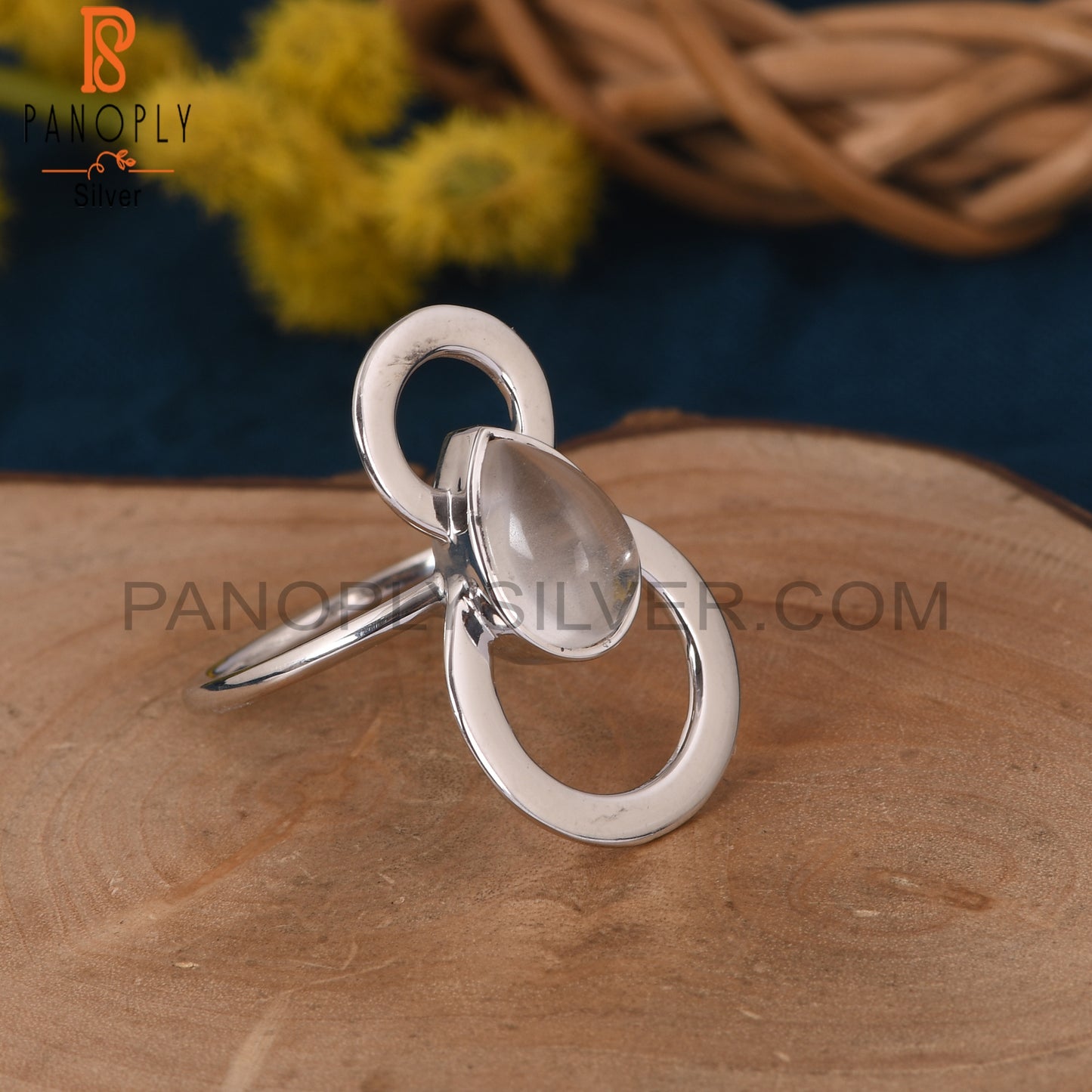 Crystal Unique Cocktail 925 Silver Quartz Rings