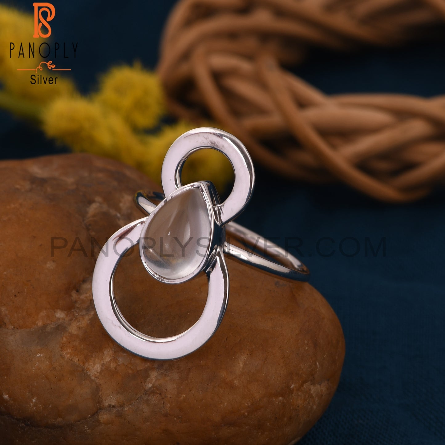 Crystal Unique Cocktail 925 Silver Quartz Rings