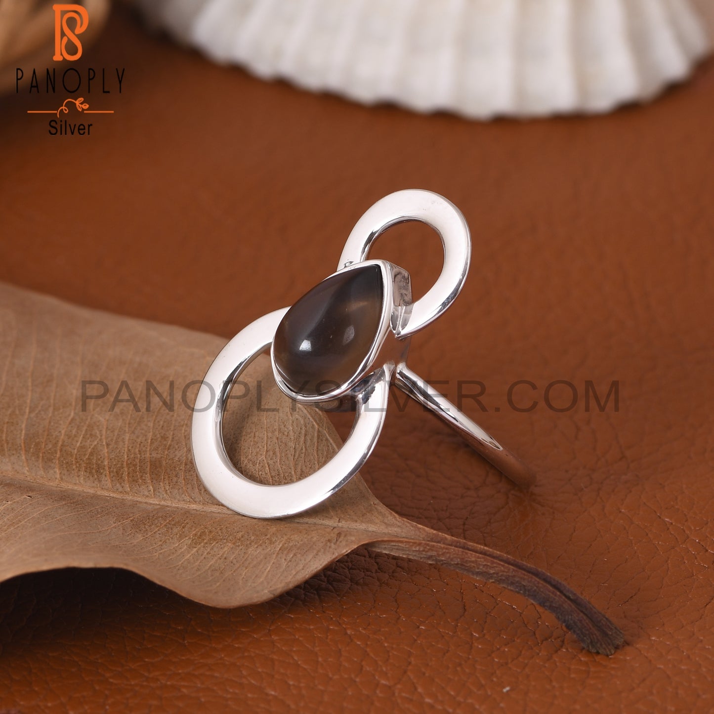 Cocktail 925 Sterling Silver Smoky Filigree Band Rings