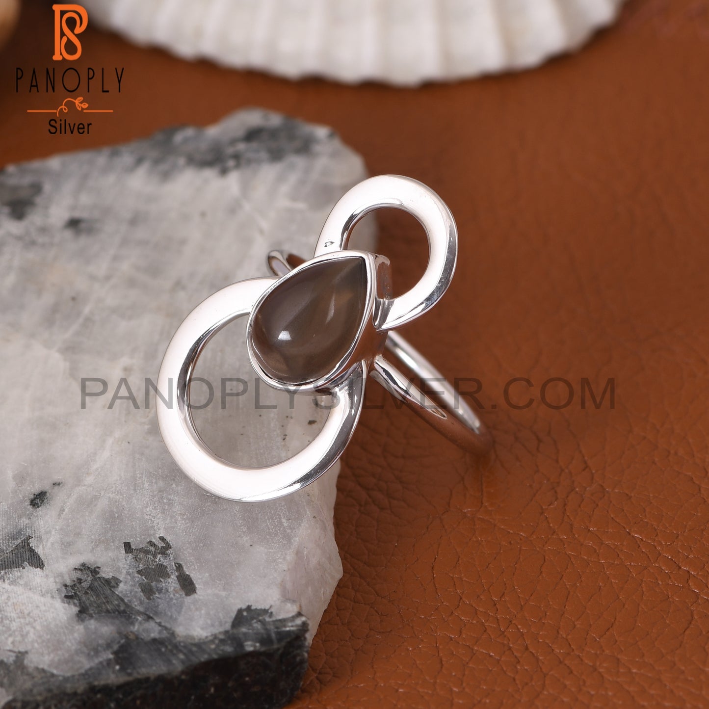 Cocktail 925 Sterling Silver Smoky Filigree Band Rings