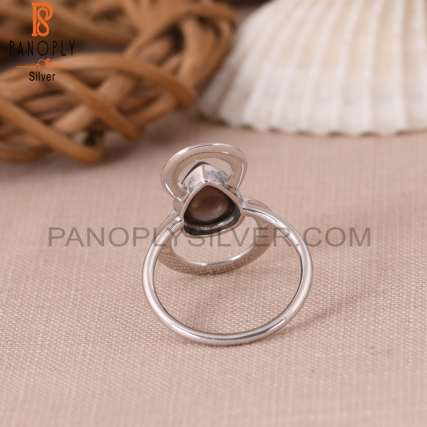Cocktail 925 Sterling Silver Smoky Filigree Band Rings