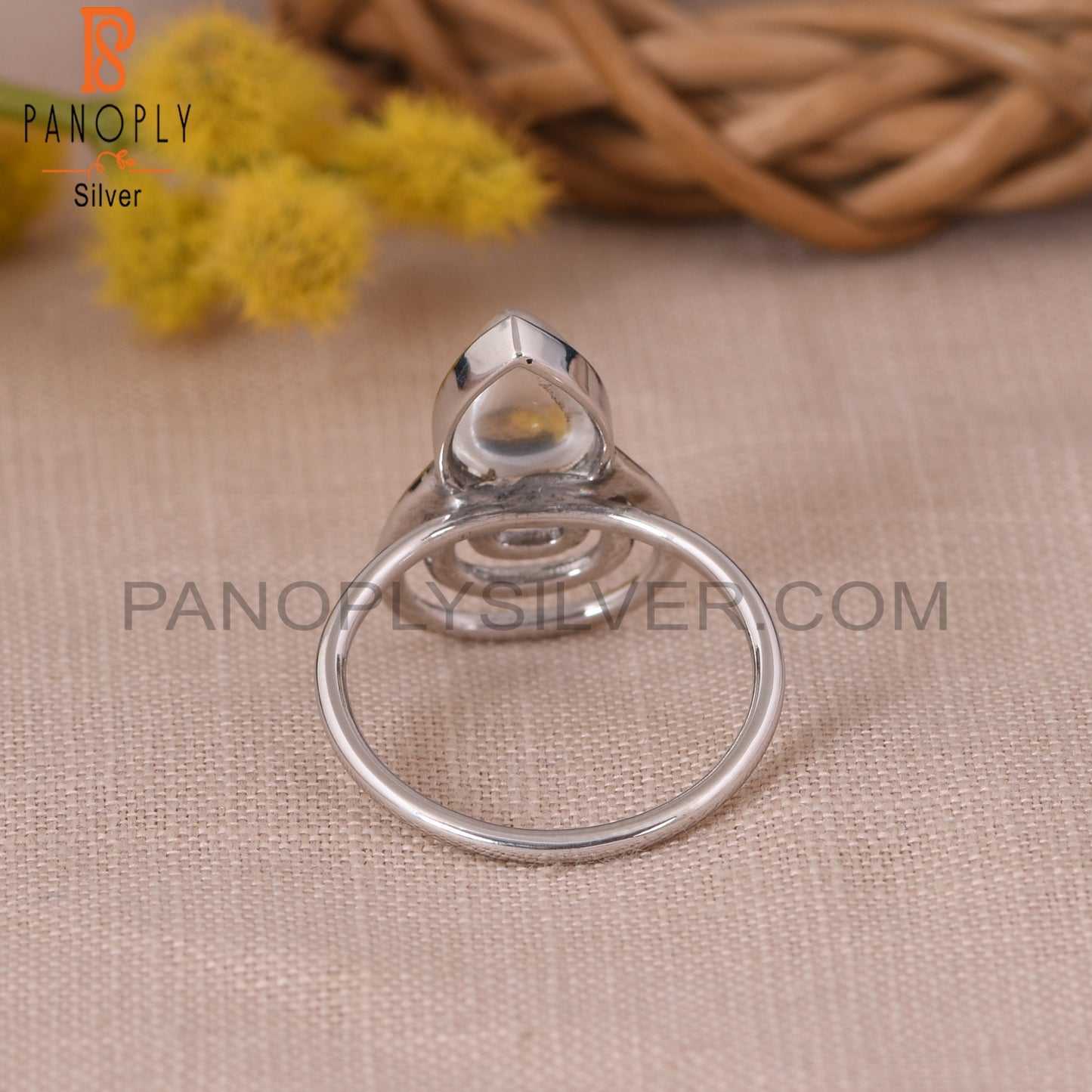 Crystal Quartz White Rhodium Plated 925 Silver Jewelry