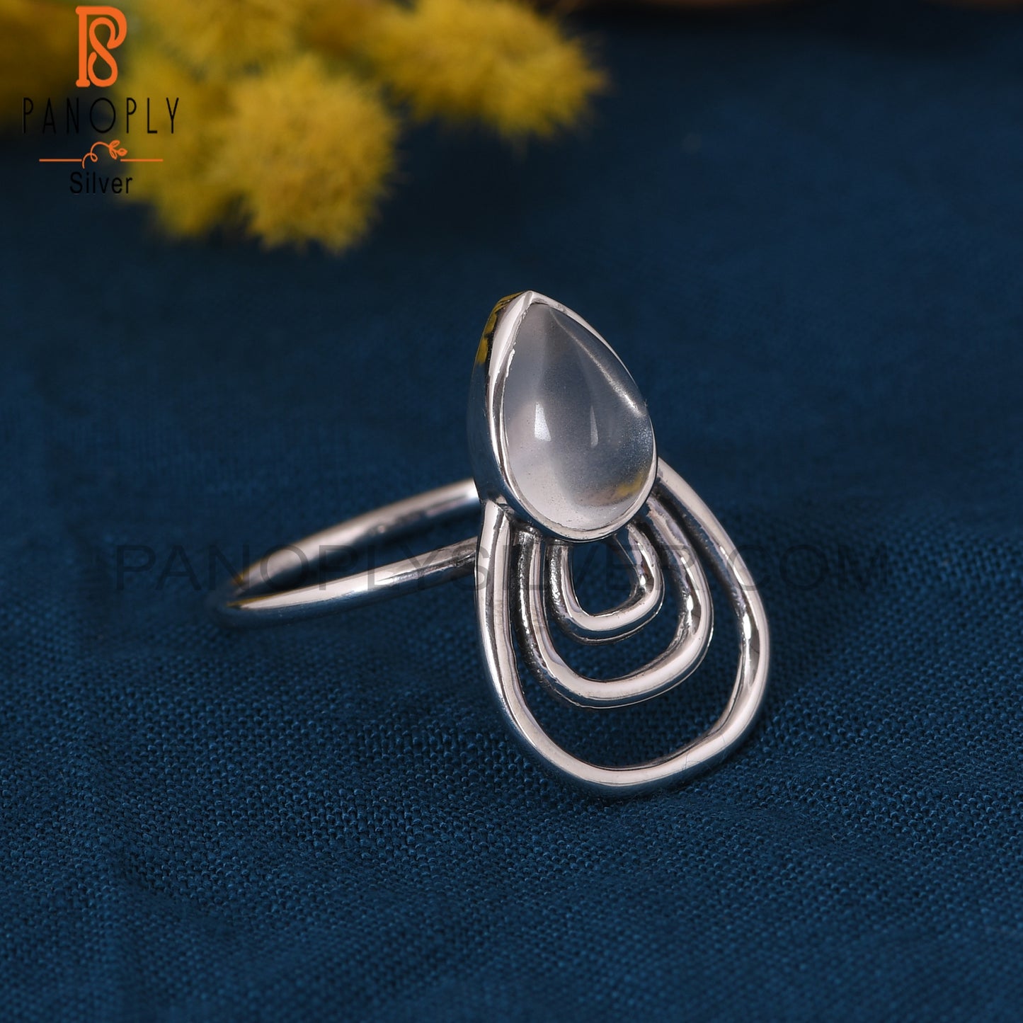 Crystal Quartz White Rhodium Plated 925 Silver Jewelry