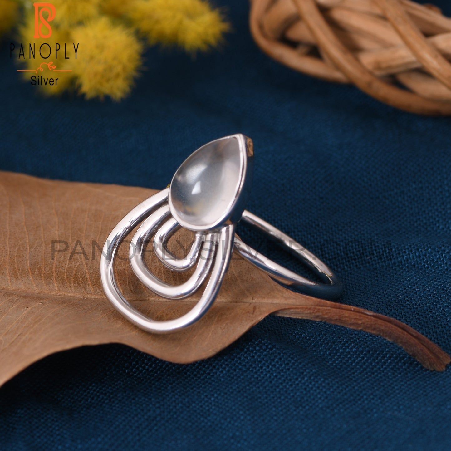 Crystal Quartz White Rhodium Plated 925 Silver Jewelry
