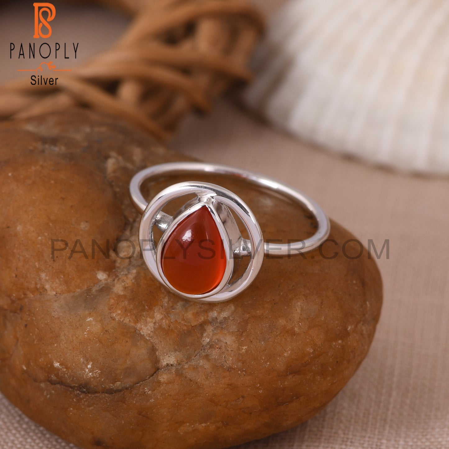 Carnelian Chalcedony 925 Stamp Silver Handmade Orange Ring