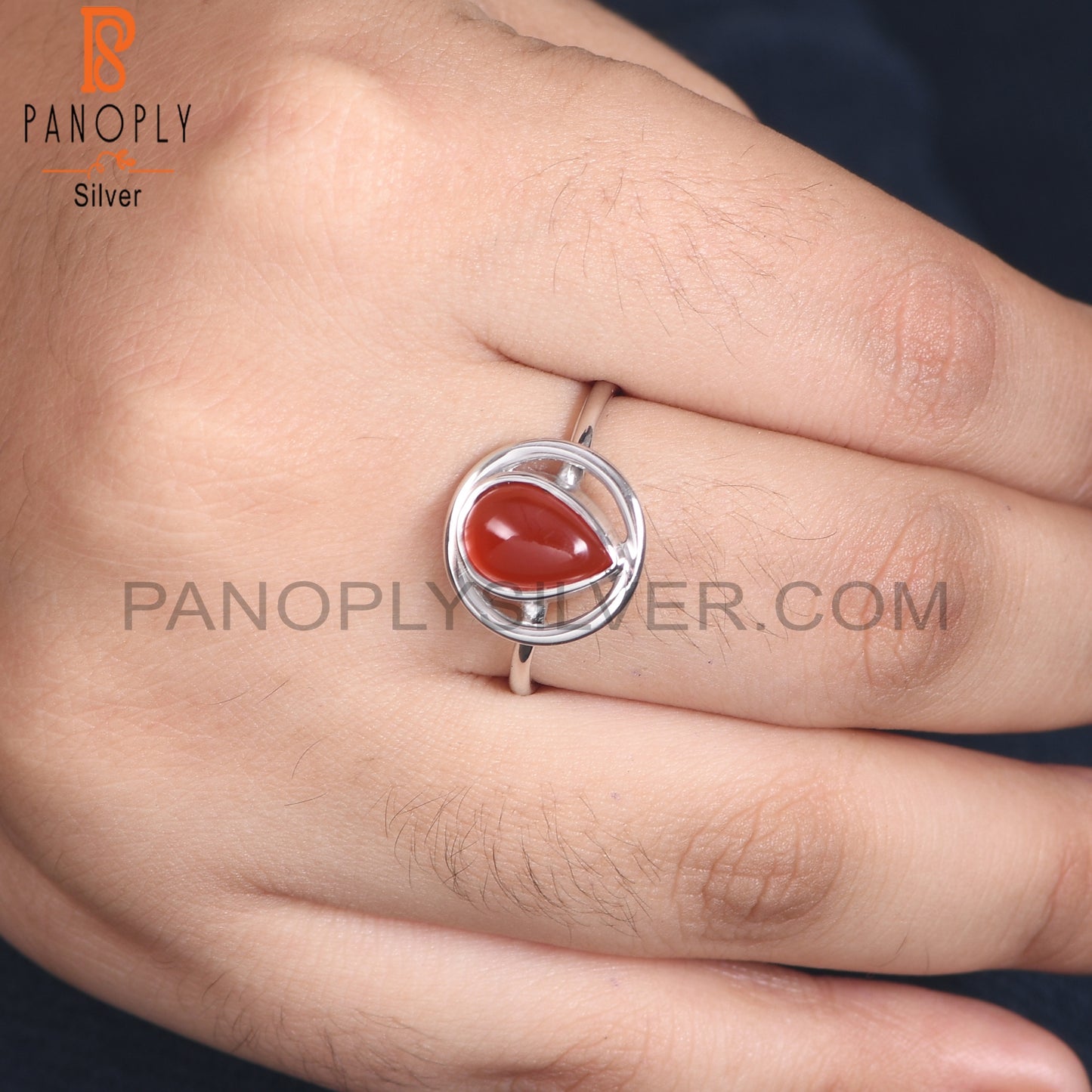 Carnelian Chalcedony 925 Stamp Silver Handmade Orange Ring