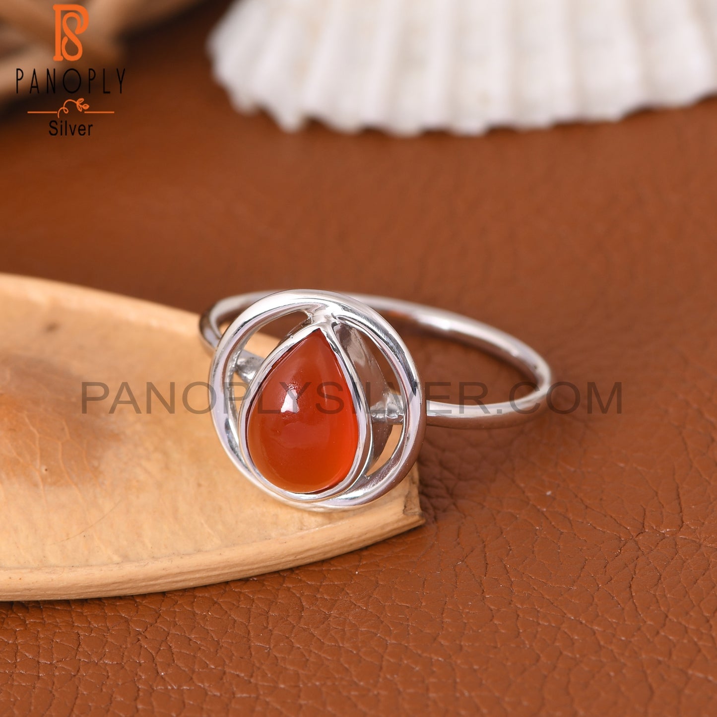 Carnelian Chalcedony 925 Stamp Silver Handmade Orange Ring