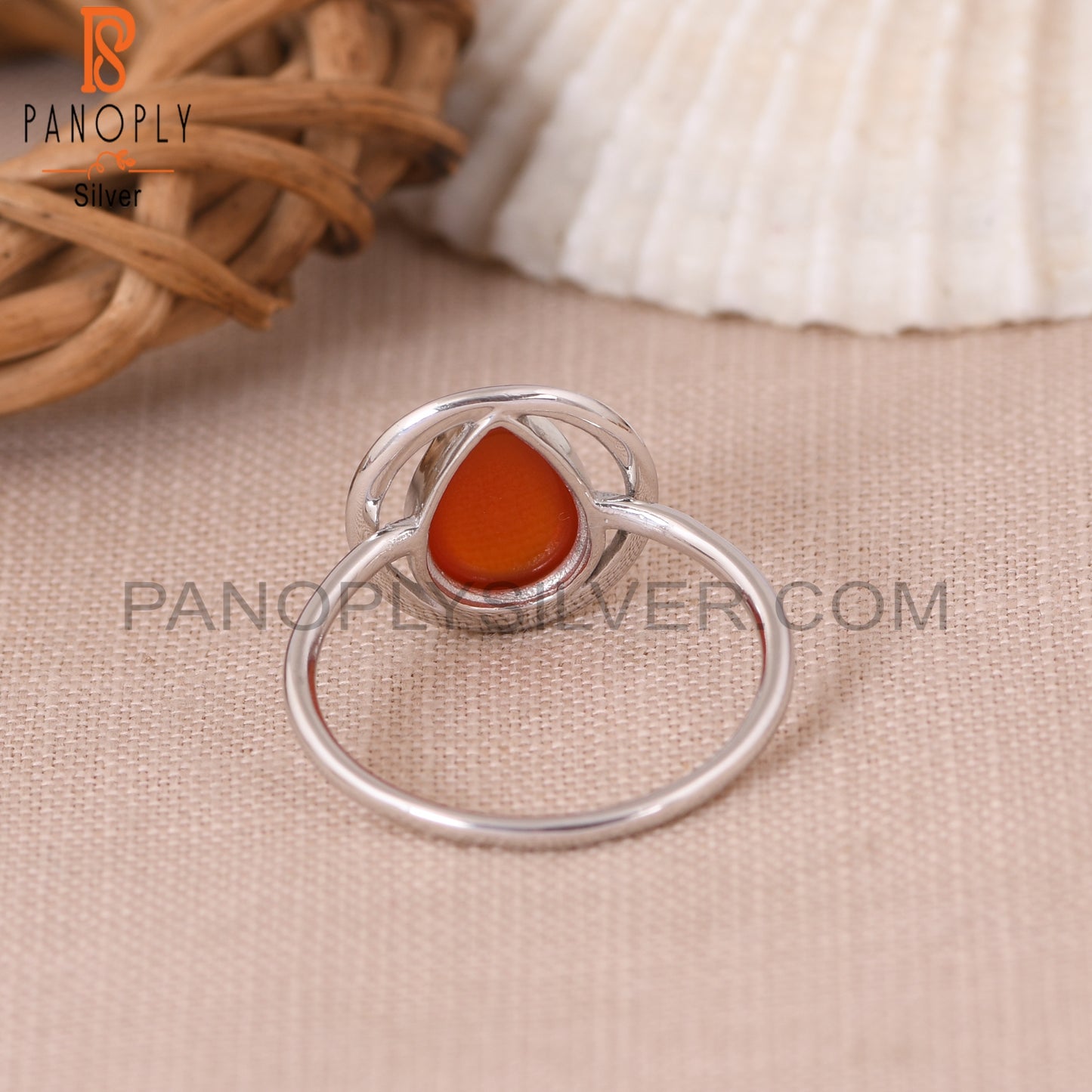 Carnelian Chalcedony 925 Stamp Silver Handmade Orange Ring
